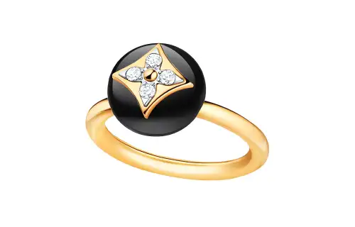 LOUIS VUITTON Color Blossom Ring Yellow Gold White Gold Onyx And Diamonds