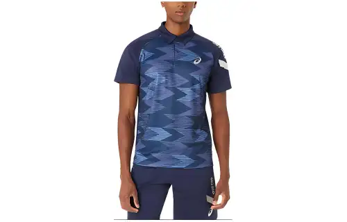 Asics A I M Dry Graphic Down Polo Shirt Polo Shirt Unisex Midnight Blue