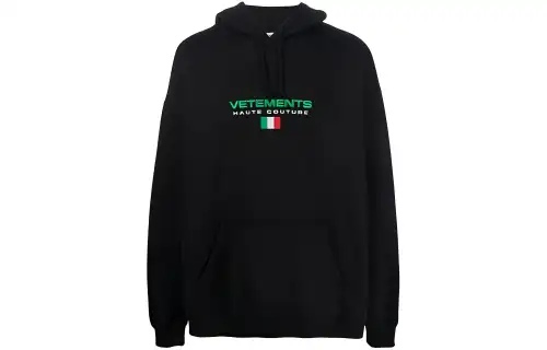 Vetements Sweatshirts Unisex Black Hooded Moderate Regular