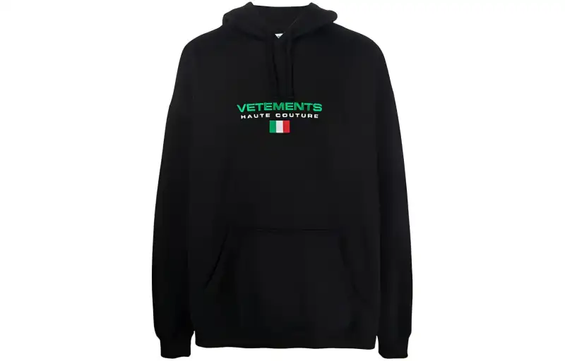 Vetements Sweatshirts Unisex Black Hooded Moderate Regular