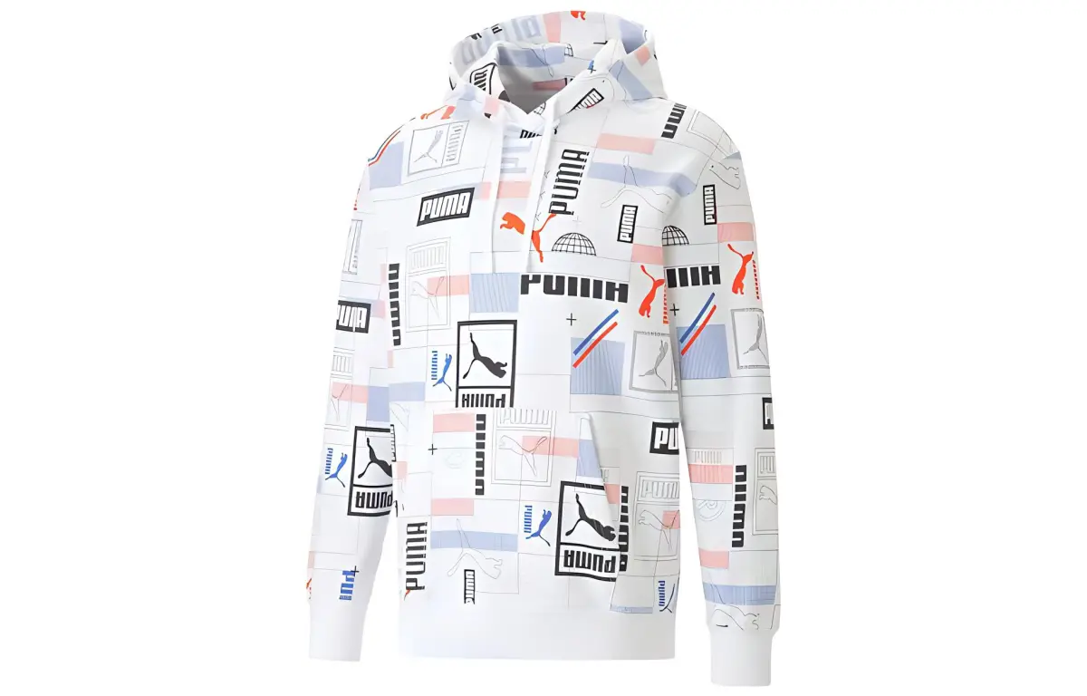 PUMA Sweatshirts Men's White Hooded Moderate Straight Fit
