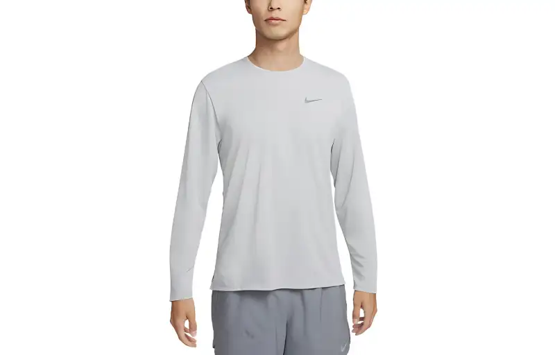 Nike T Shirts Men's Party Gray Crew Neck Moderate Straight Fit