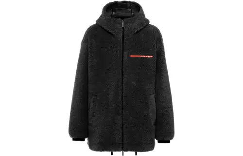 PRADA Jackets Men's Black Hooded Moderate Other