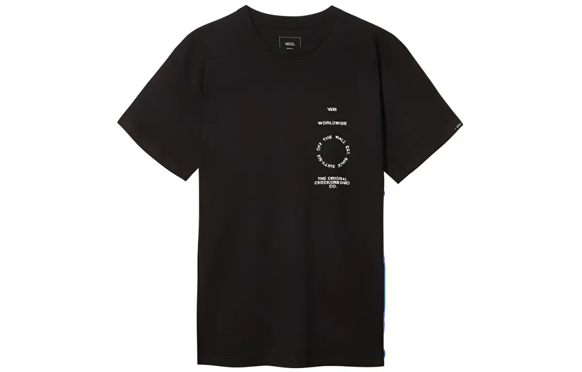 Vans T-Shirts Men's Black Crew Neck Moderate Straight Fit