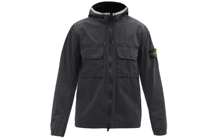 STONE ISLAND Jackets Men's Black Hooded Non Detachable Moderate Other