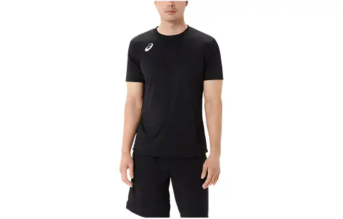 ASICS T Shirts Men's Black Crew Neck Moderate Straight Fit