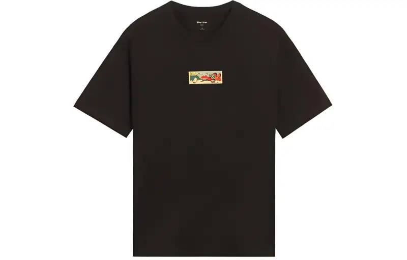 Li Ning X Disney T Shirts Men's Black Crew Neck Moderate Straight Fit