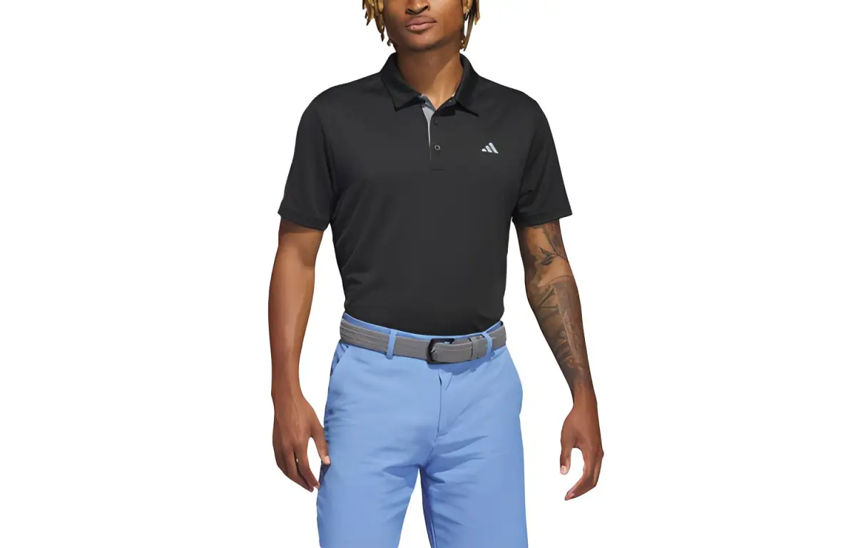 Adidas Polo Shirts Men's Black Polo Collar Moderate Straight Fit
