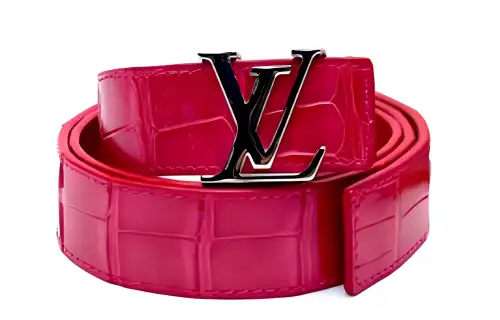 LOUIS VUITTON Leather Belts Men's Pink Width 3cm