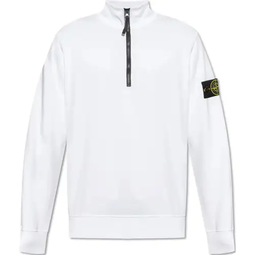 STONE ISLAND Logo Patch Half Zip Sweatshirt
