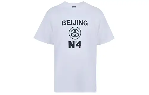 Stussy NO.4 T Shirts Unisex Crew Neck Moderate Straight Fit