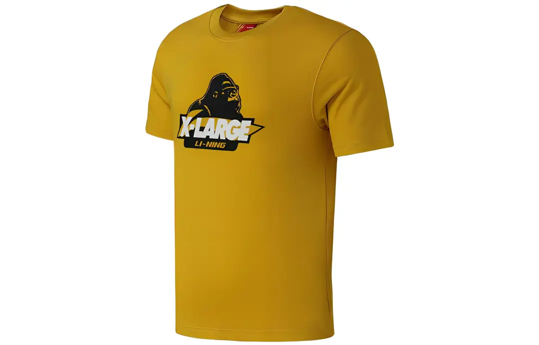 Li Ning X XLARGE T Shirts Men's Yellow Crew Neck Moderate Straight Fit