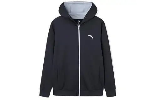 ANTA Life Collection Sweatshirts Men's Black Hooded Moderate Cardigan