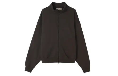 Fear Of God Essentials W22 Off Black Solid Color Zipper Stand Collar Fleece Lined Short American Heavyweight Jacket