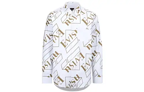EVISU Shirts Men's White Lapel Moderate Other