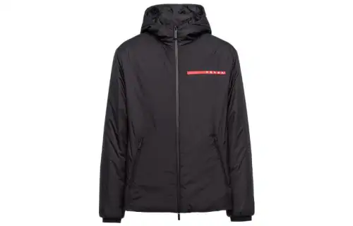 PRADA Jackets Men's Black Hooded Moderate Other