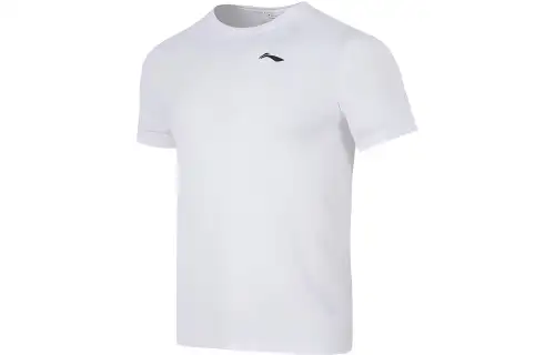 Li Ning T Shirts Men's White Crew Neck Moderate Straight Fit