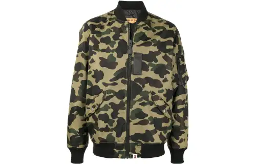 A BATHING APE Jackets Men's Green Baseball Collar Moderate Other