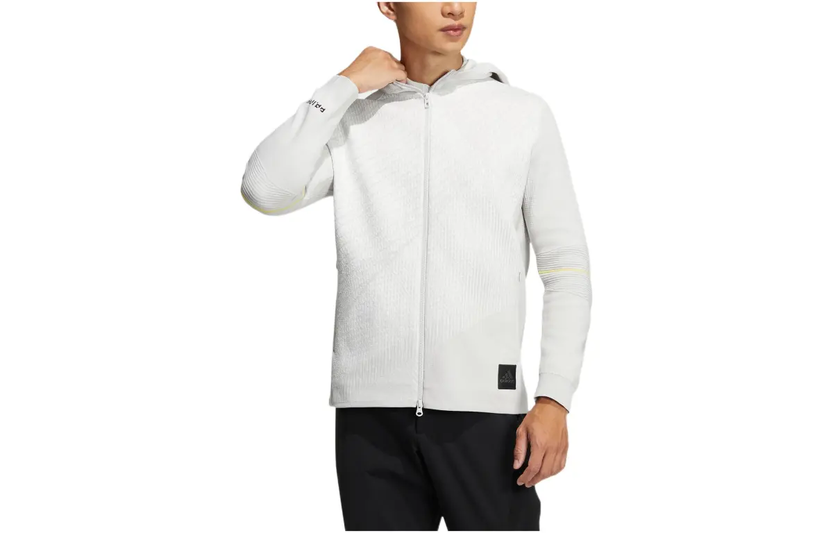 Adidas Jackets Men's White Hooded (Non-detachable) Moderate Straight Fit