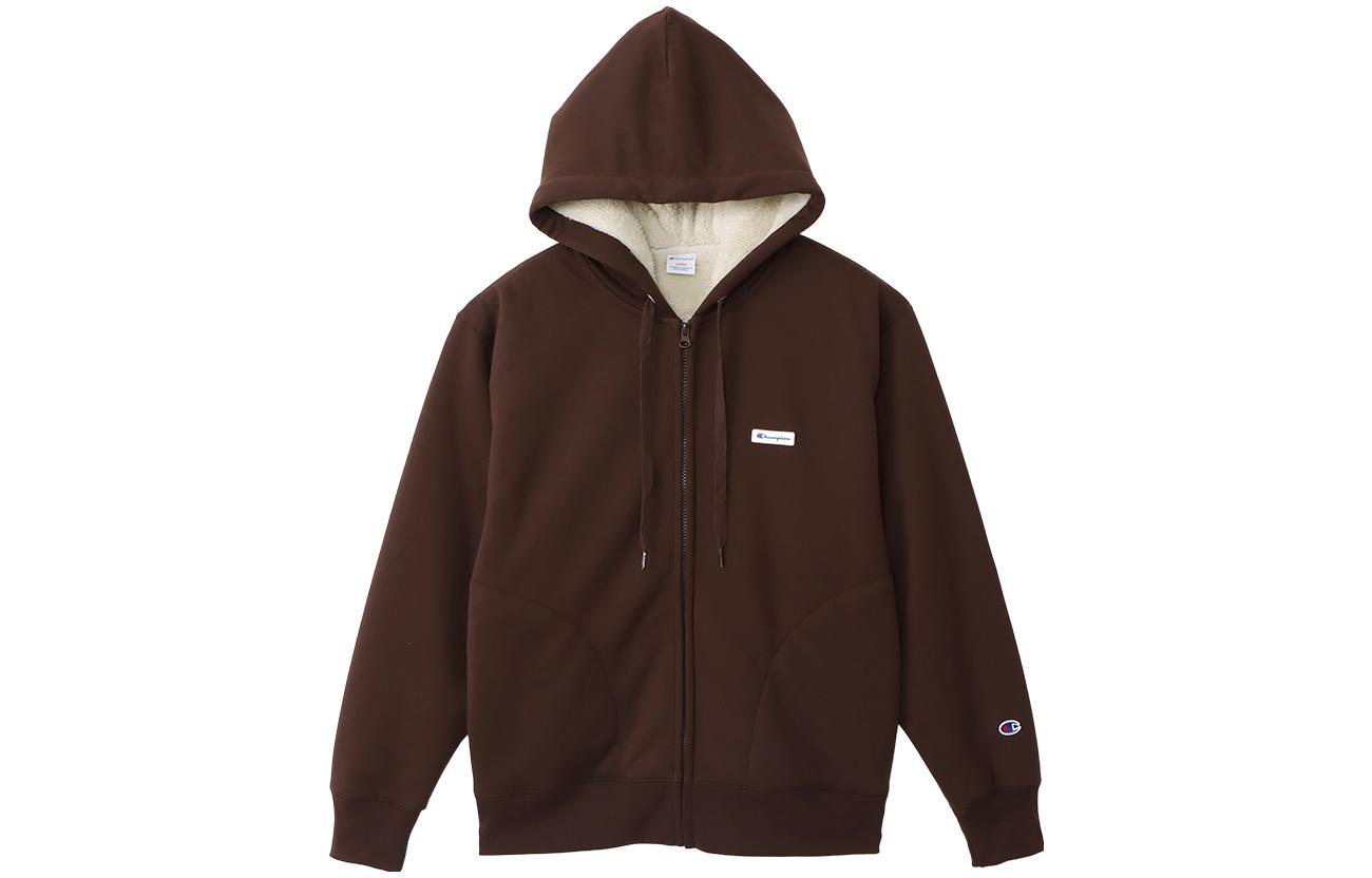 Champion FW22 Handwritten Logo Thickened And Fleece Lined Open Collar Casual Sports Hooded Jacket Japan Version Unisex