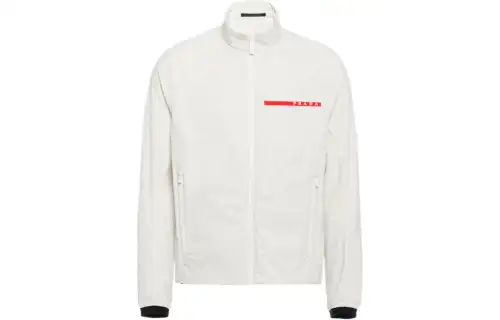 PRADA Jackets Men's Ecru Stand Collar Moderate Other