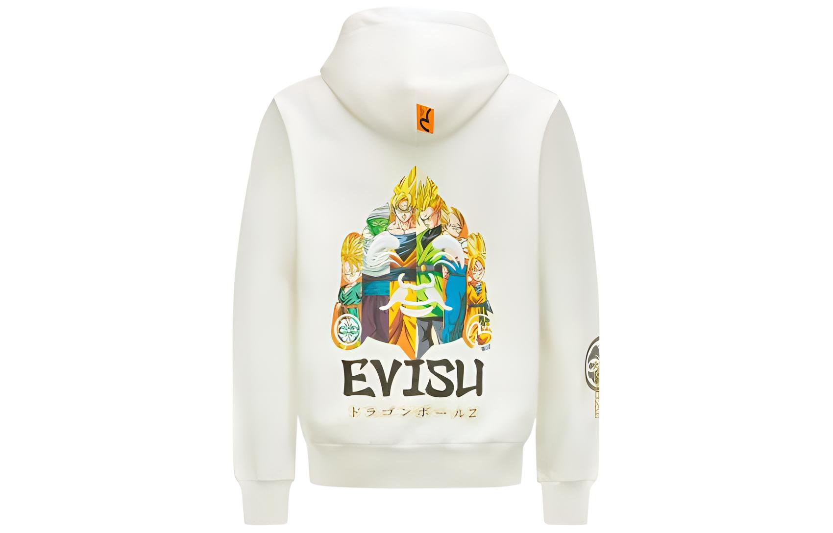 EVISU X Dragon Ball Z Co Branded Sweatshirts Men's White Hooded Moderate Heavyweight