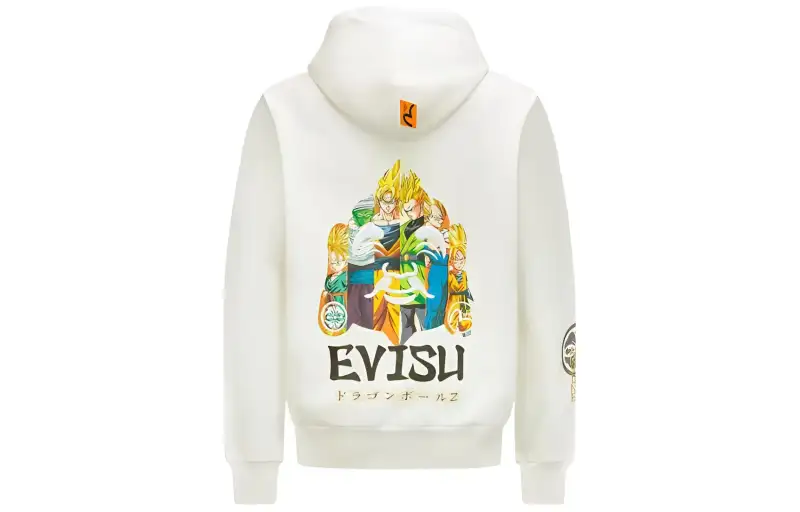 EVISU X Dragon Ball Z Co Branded Sweatshirts Men's White Hooded Moderate Heavyweight