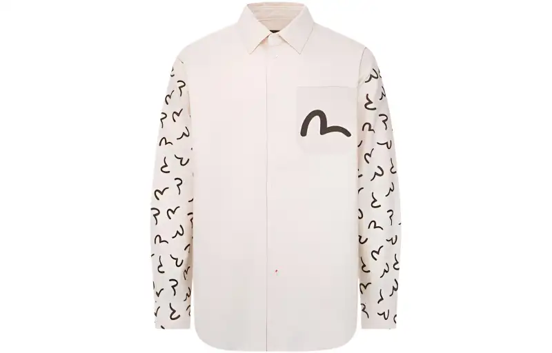 EVISU Shirts Men's Ivory Lapel Moderate Other