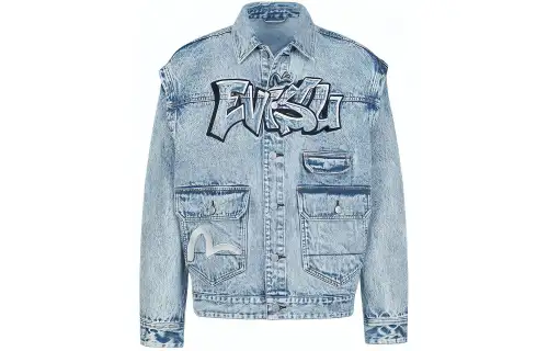 EVISU Denim Jackets Men's Denim Blue Lapel Moderate Other