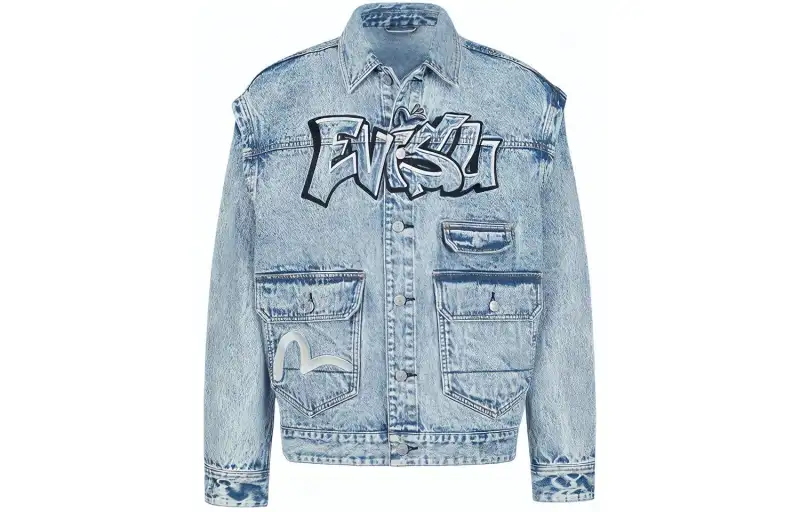 EVISU Denim Jackets Men's Denim Blue Lapel Moderate Other