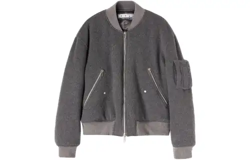 OFF WHITE Zip Up Long Sleeved Bomber Jacket