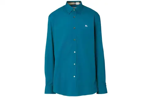 Burberry Shirts Men's Teal Lapel Moderate Other