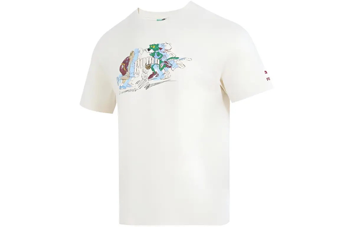 PUMA T-Shirts Men's Apricot Crew Neck Moderate Straight Fit