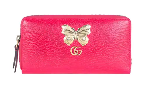 GUCCI Leather Wallet Regular Women's Rose Red