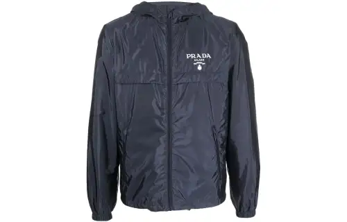 PRADA Jackets Men's Blue Hooded Moderate Other