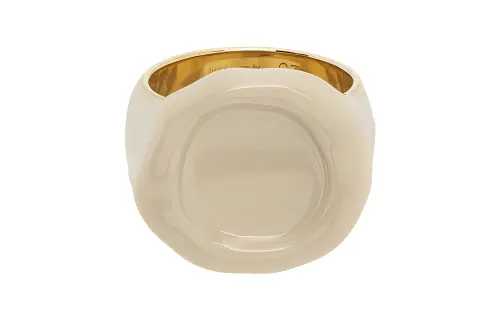 Bottega Veneta 925 Sterling Silver, Enamel Rings Men's Gray White