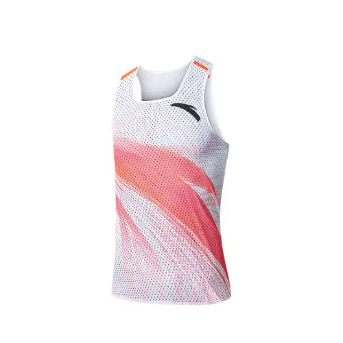 Anta Running Tank Top Men's Neon Bright Red All Over Print 1