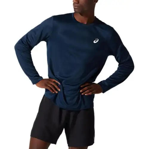 ASICS T Shirts Men's Blue Crew Neck Moderate Straight Fit