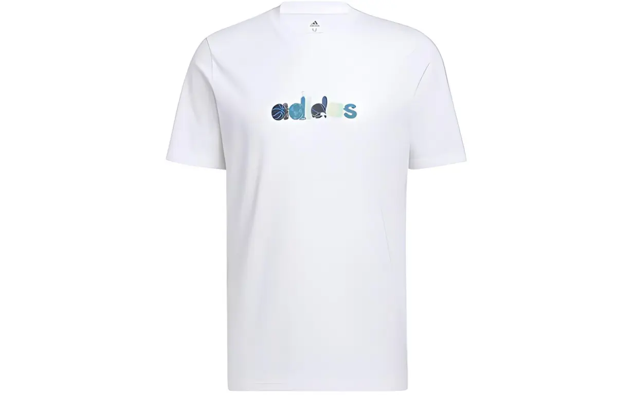 Adidas T-Shirts Men's White Crew Neck Moderate Straight Fit