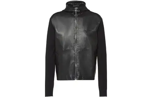 Prada leather-panel hooded jacket