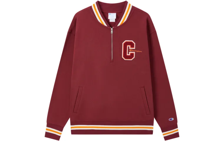 Champion FW22 Sports Thickened And Fleece Lined Half Zip Coat With C Logo Letter Baseball Collar Jacket US Version