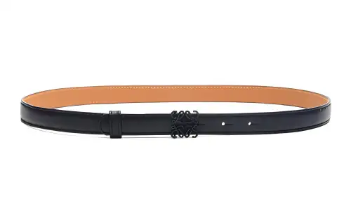 LOEWE Anagram Grain Calfskin Leather Belts Women's Black 2cm
