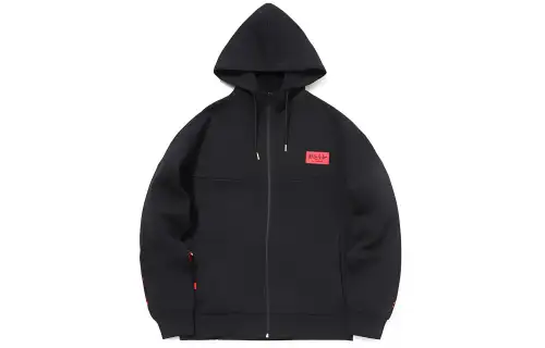 Li Ning Sweatshirts Men's Black Hooded Moderate Cardigan