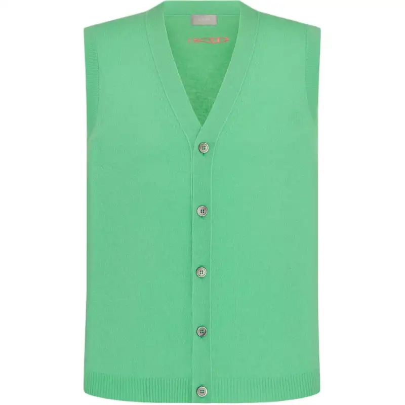 DIOR Tank Tops Men's Green V Neck Moderate Straight Fit