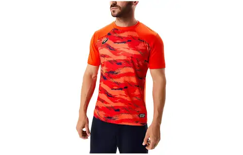 ASICS T Shirts Men's Orange Crew Neck Moderate Other