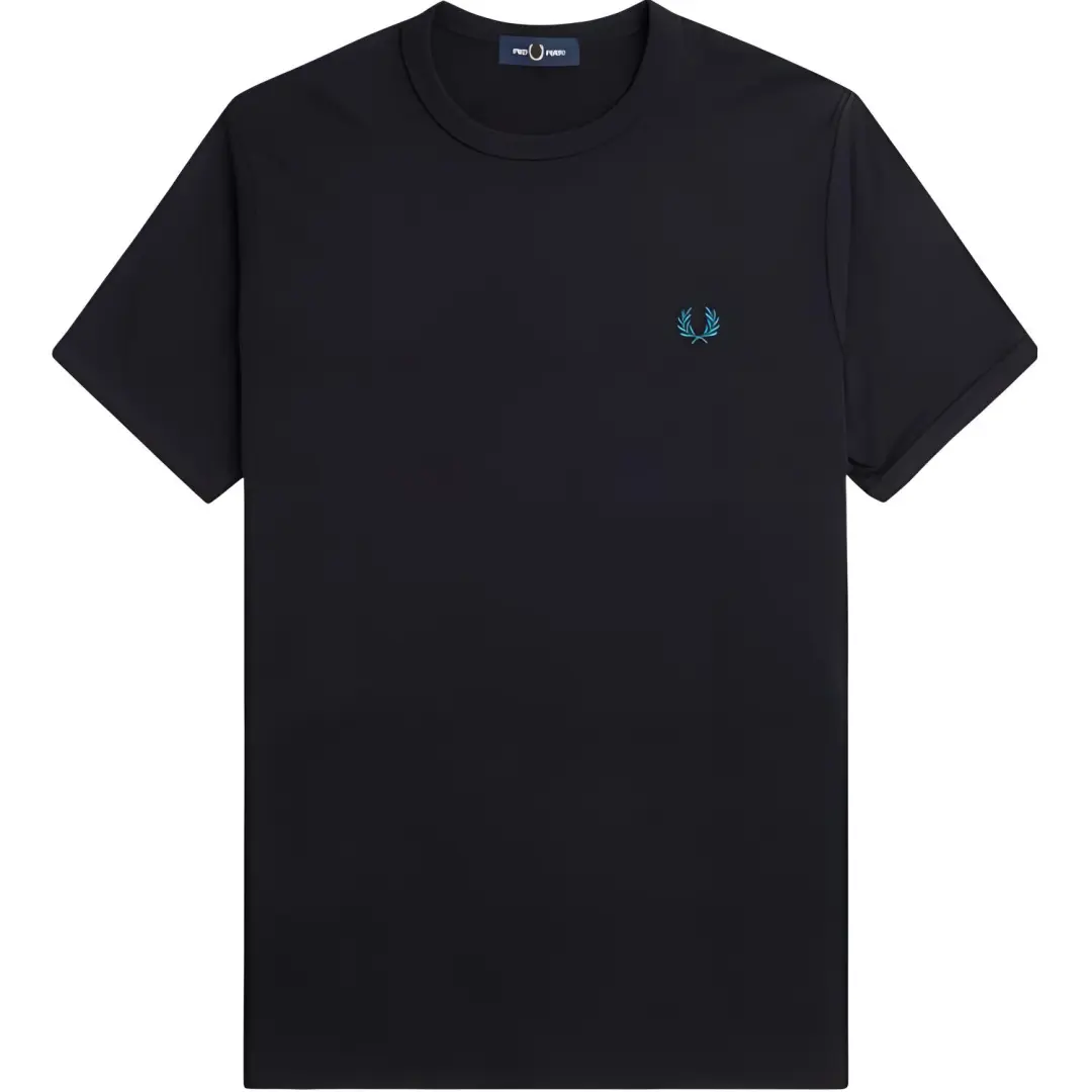 FRED PERRY T Shirts Men's Black Crew Neck Moderate Straight Fit