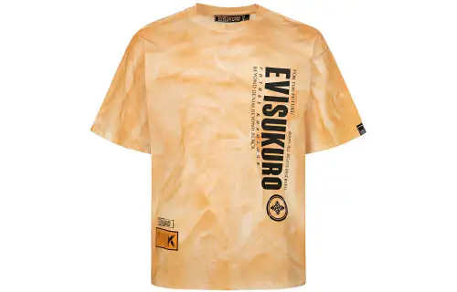 EVISU T Shirts Men's Orange Crew Neck Moderate Straight Fit