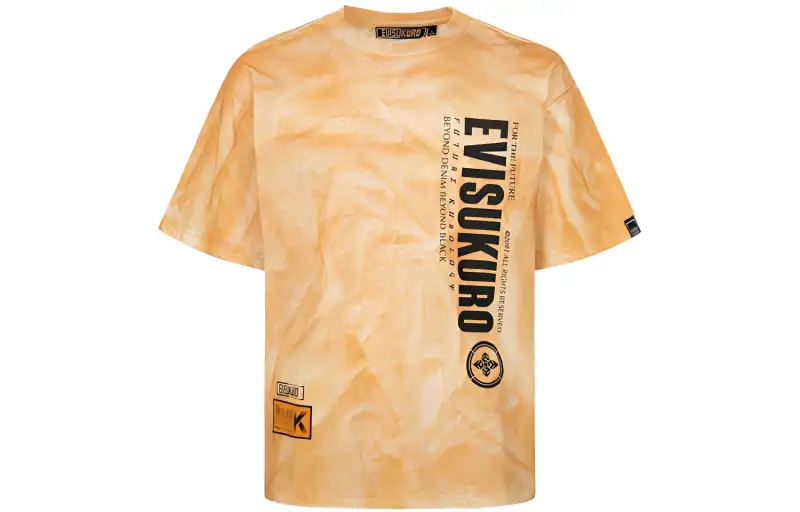 EVISU T Shirts Men's Orange Crew Neck Moderate Straight Fit