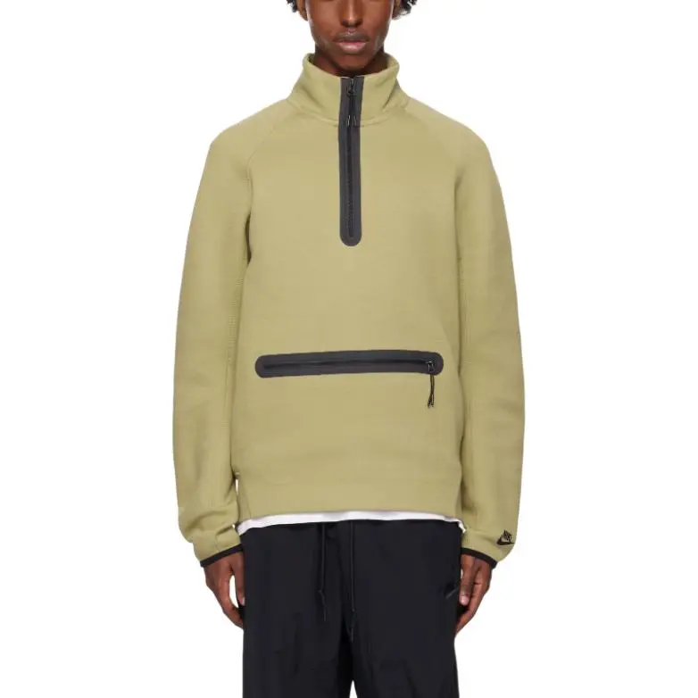 Nike Sweatshirts Men's Olive Stand Collar Moderate Straight Fit