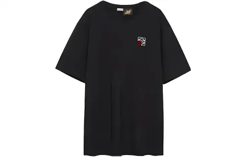 LOEWE T Shirts Men's Black Crew Neck Moderate Straight Fit